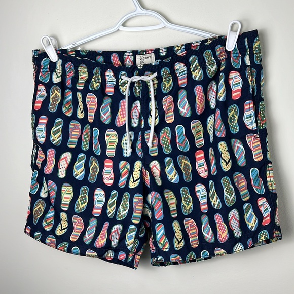 Old Navy Rare Flip Flop Prints Volleyball Swim Trunks Shorts Size Small - Picture 4 of 9